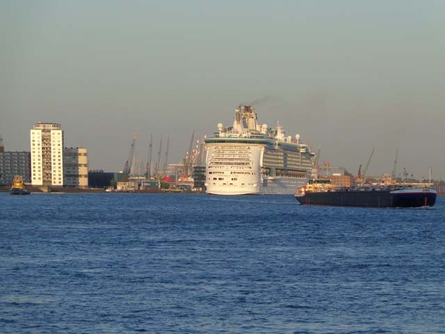 Cruiseschip ms Independence of the Seas van Royal Caribbean Cruises Ltd. aan de Cruise Terminal Rotterdam